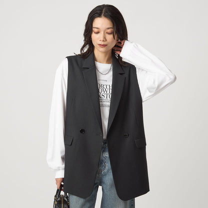 ツイードライク ジレ マシンウォッシャブル 帯電防止