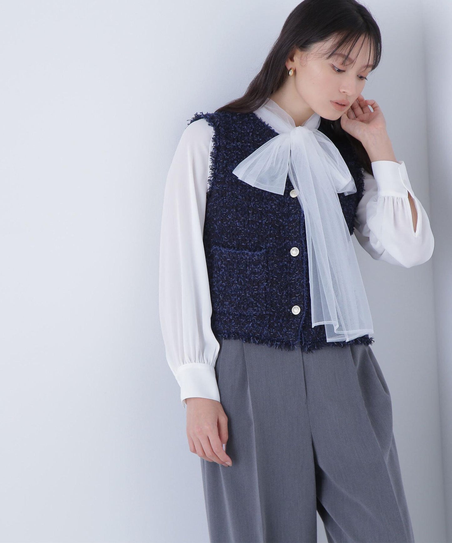 ツイーディーニットジレ