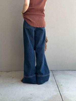 パネルヘムストレートデニム