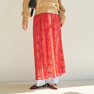 2WAY レース ロング スカート