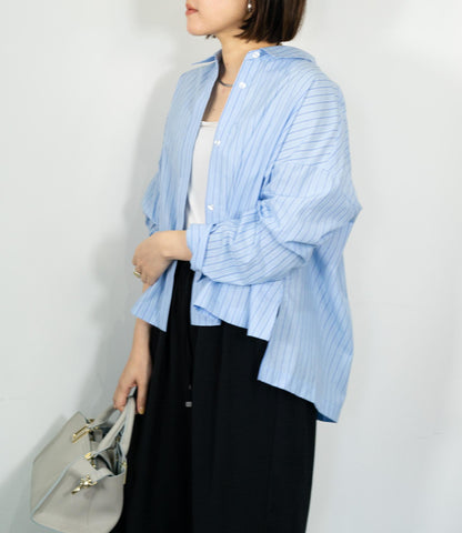 先染めストライプシャツ