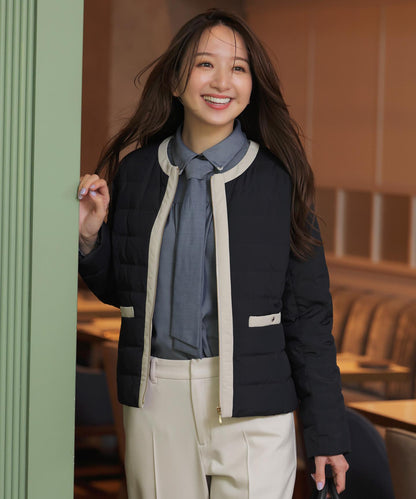 2WAYノーカラーダウン ジャケット