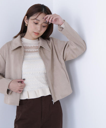 ステンカラーフェイクスエードブルゾン