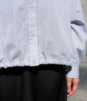 ラメストライプバッグギャザーシャツ