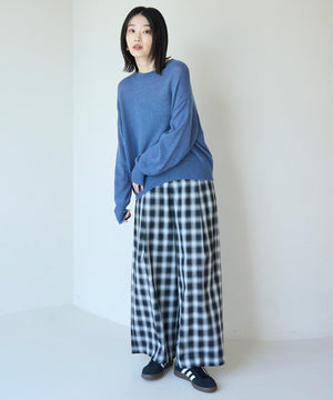 シアー オンブレーチェック ワイドパンツ