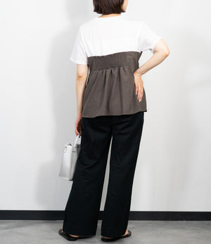 異素材ドッキングペプラムTシャツ