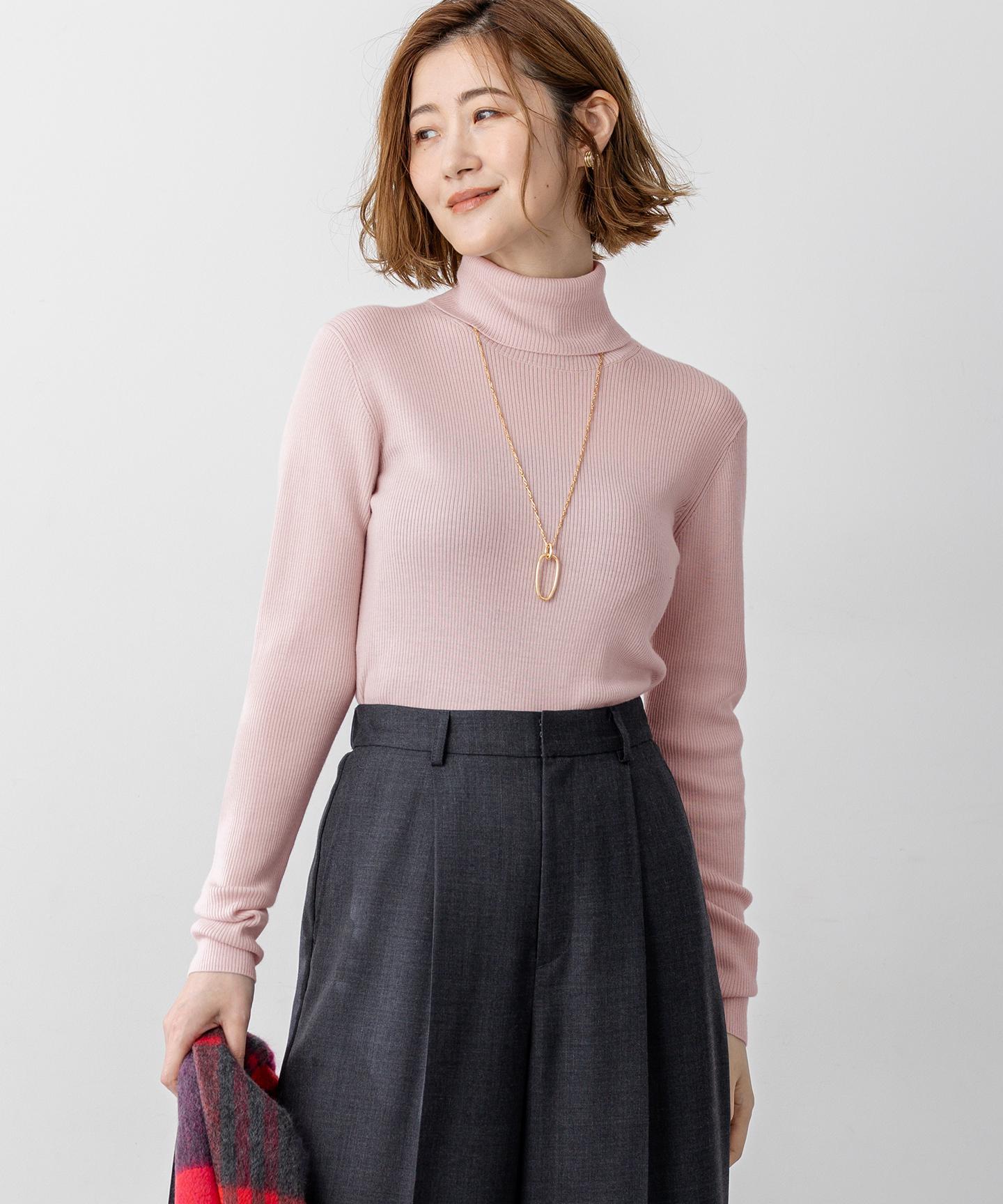 ウーステッドウール リブタートル ニット