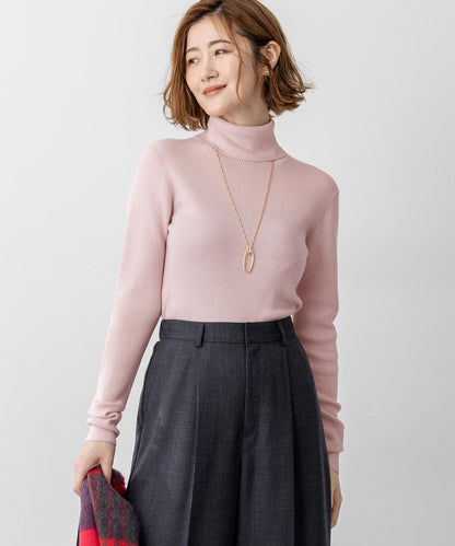 ウーステッドウール リブタートル ニット