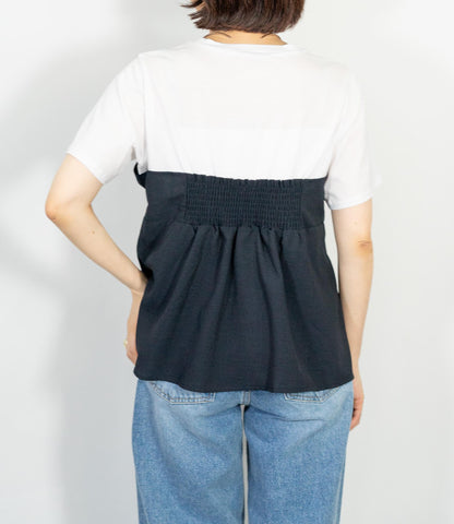 異素材ドッキングペプラムTシャツ