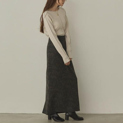 バイカラースリムニットプルオーバー