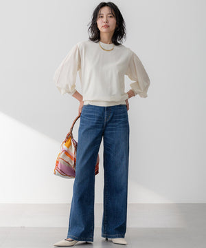 23区DENIM ストレッチ ワイドパンツ