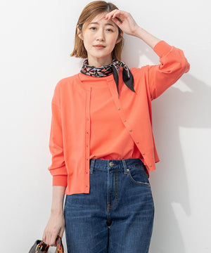 ヴィスコースストレッチ Vネック ニットカーディガン