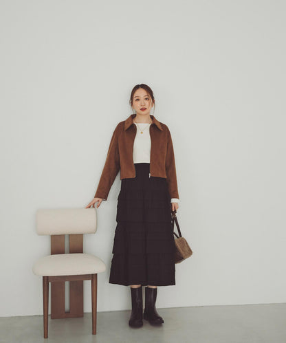 ステンカラーフェイクスエードブルゾン