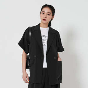 【WEB限定 Wardrobe DAILY MINIMAL】ハーフスリーブ ドルマンジャケット -ウォッシャブル-