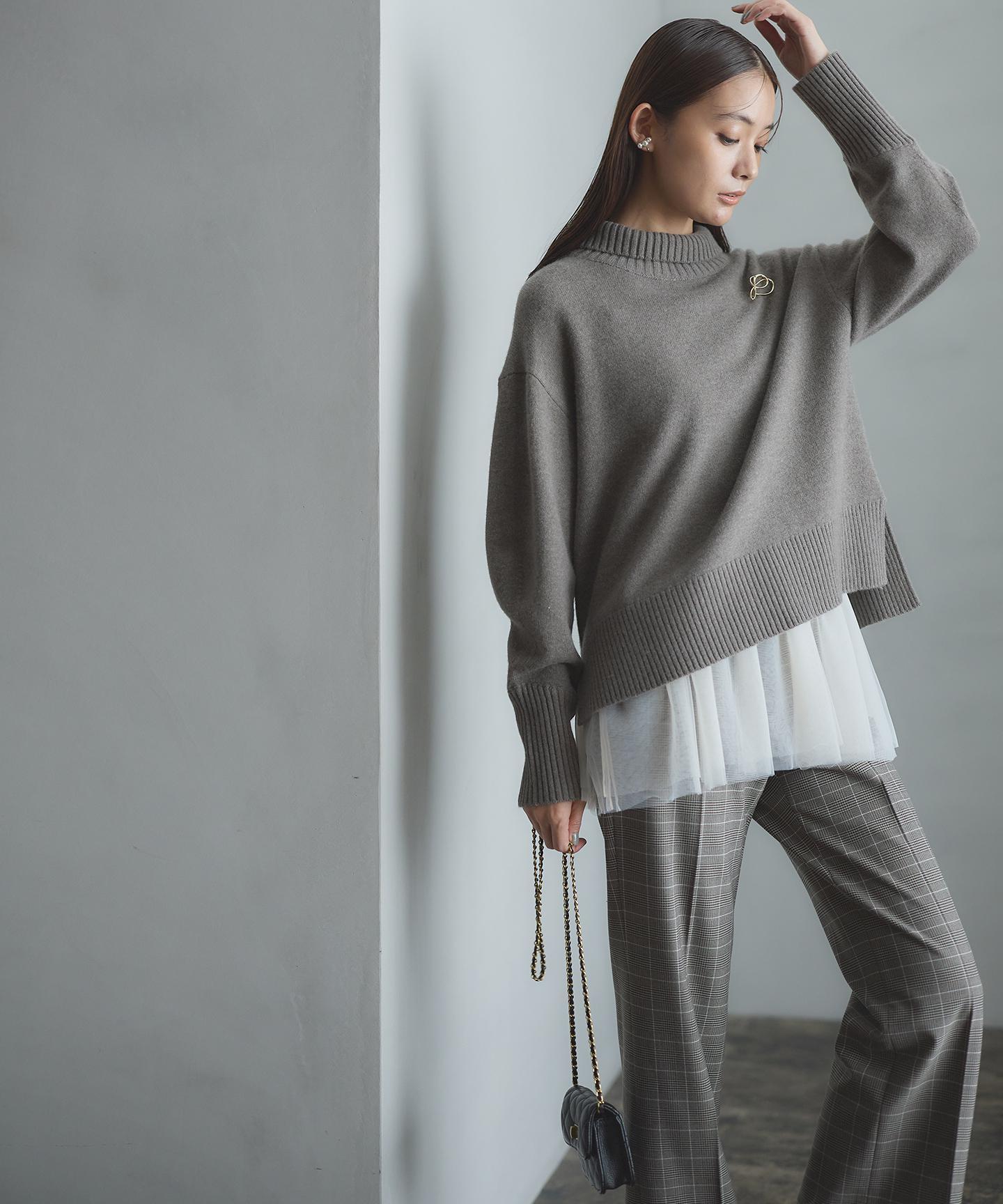 ウールカシミヤミックス ロールネック ニット