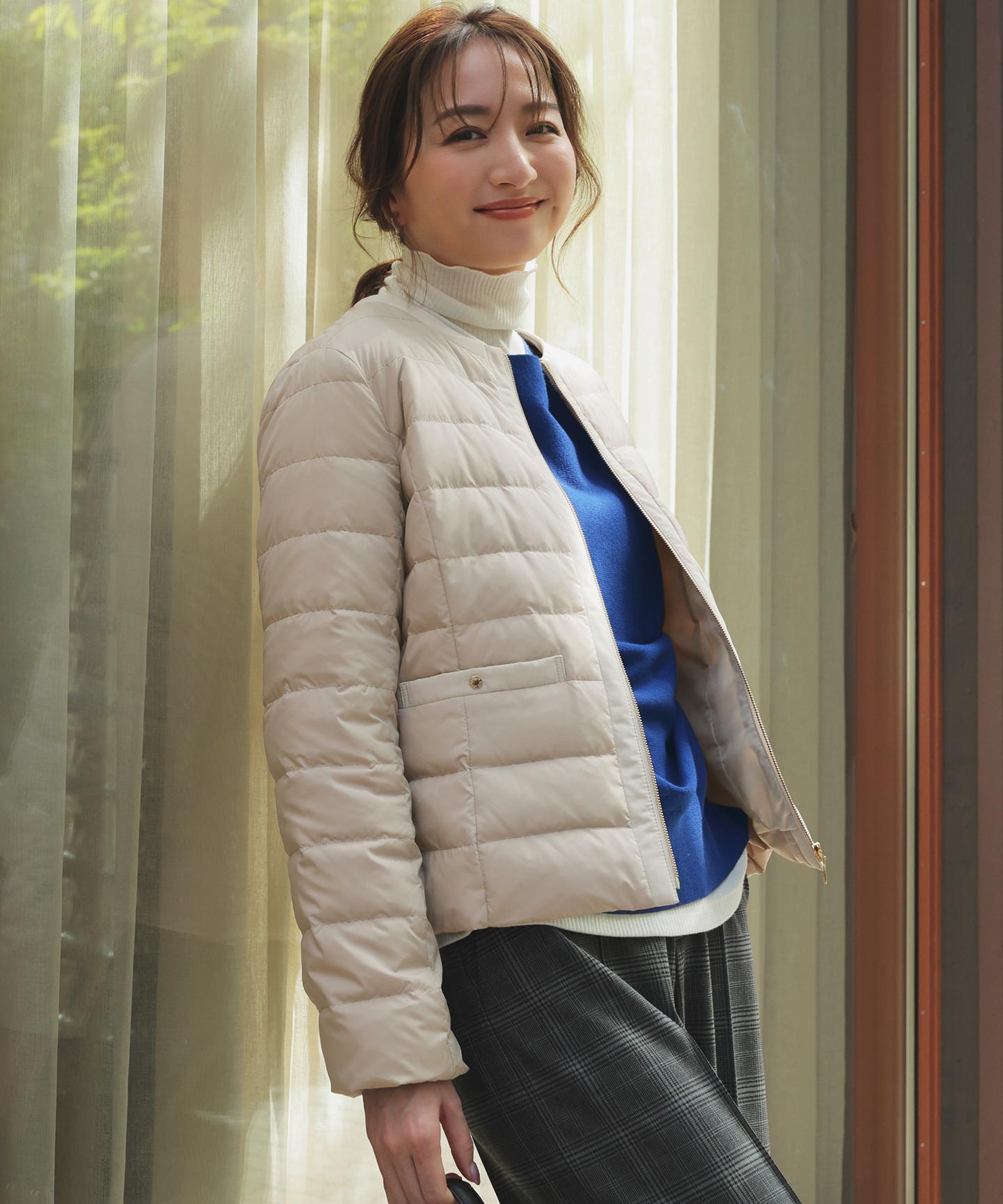 2WAYノーカラーダウン ジャケット