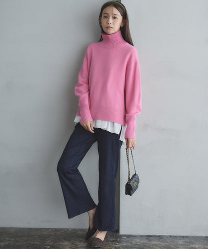 ウールカシミヤミックス ロールネック ニット