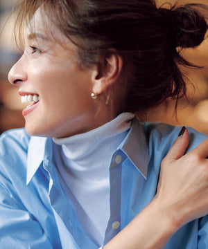 コットンカシミヤ タートルネックカットソー