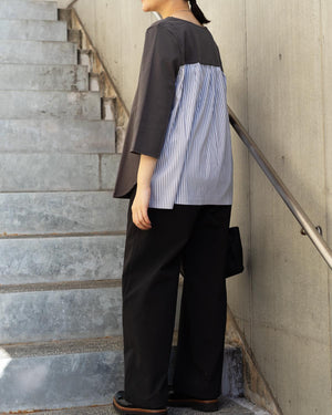 7分袖異素材切替カットソー