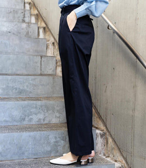 ベルト付きハイウエストストレートパンツ