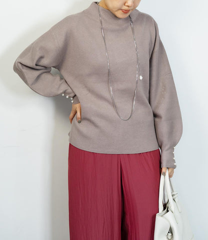 袖パールふわり袖ニット