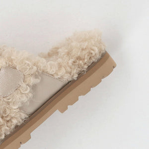 ダブルベルト フェイクファー サンダル