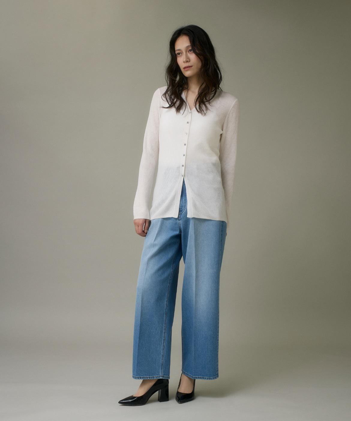 Vネックリブニットカーディガン《Melty air wool》