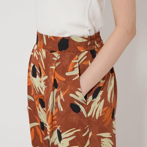 アート フラワー プリント パンツ