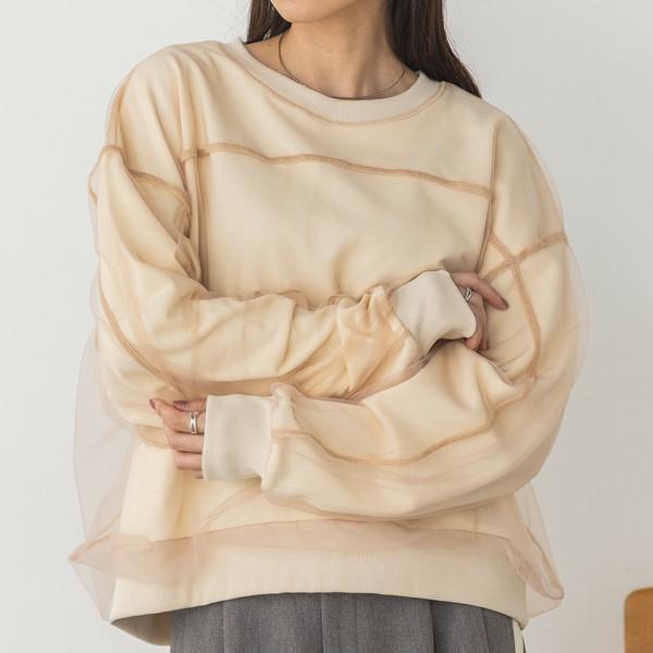 チュールレイヤードカットソー