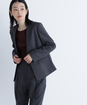 ウーステッドライクツイル SETUP ノーカラージャケット