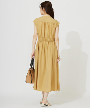 フロントボタンギャザー ワンピース