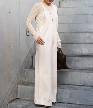 Vネックデニムライクオールインワン