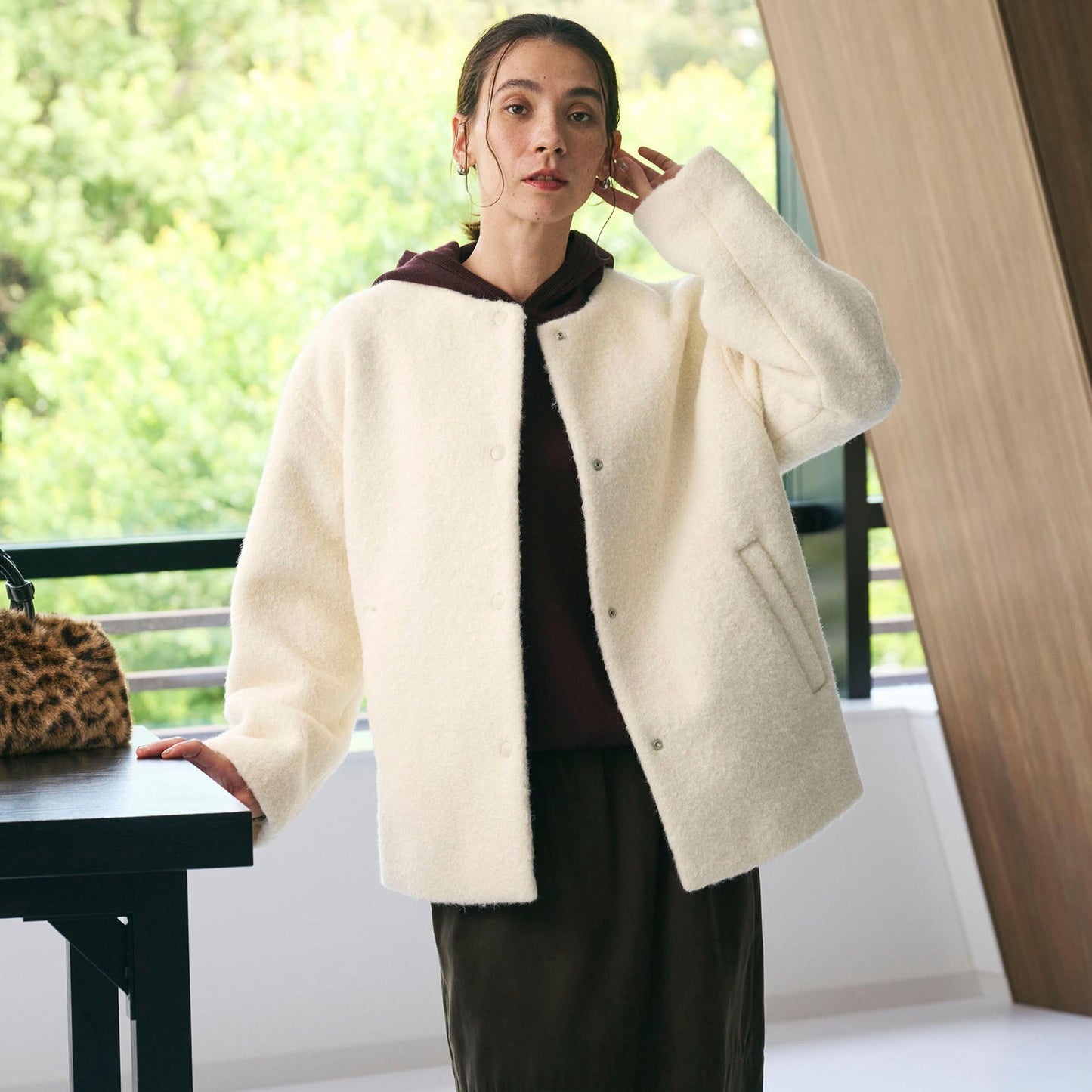 ブークレ ノーカラーブルゾン