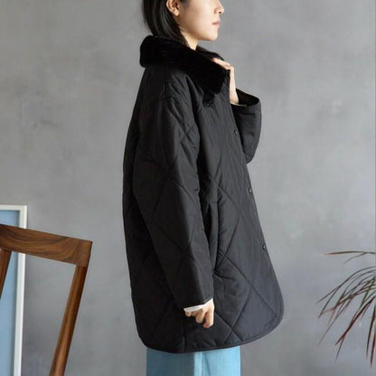 ファーカラーキルティング中綿アウター