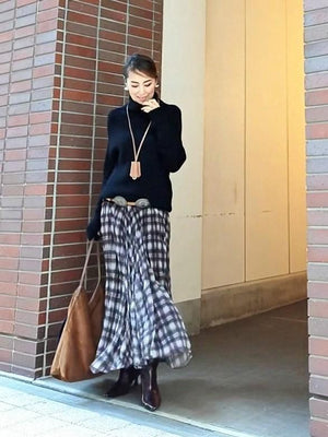 チェックシフォンスカート