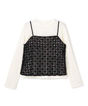 ラッセルレース キャミレイヤード Tシャツ