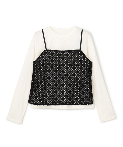 ラッセルレース キャミレイヤード Tシャツ