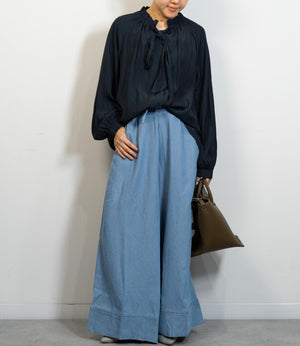 パウダーサテンボウタイブラウス