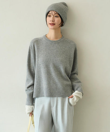 カシミヤブレンド クルーネックニット