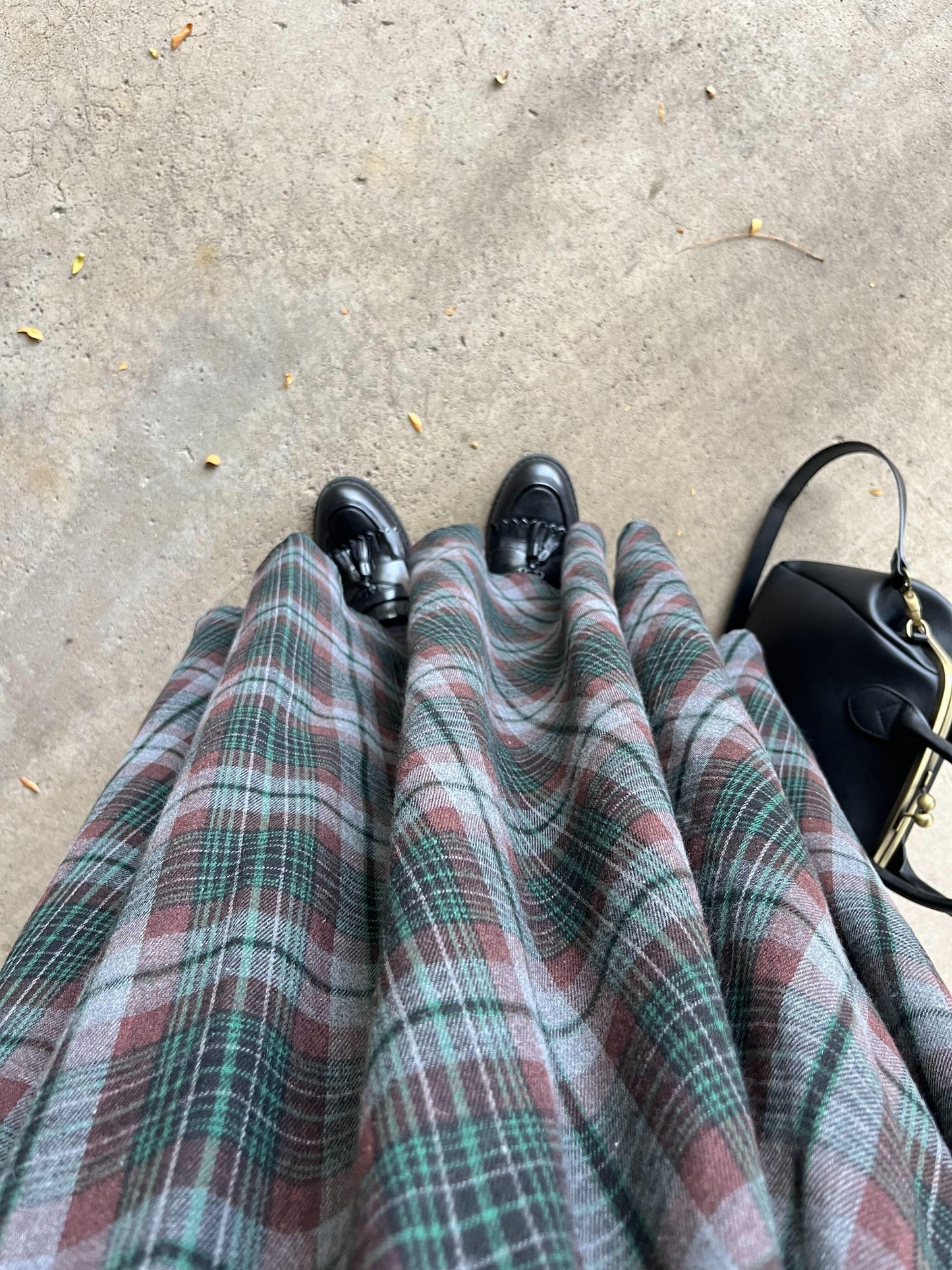 ムードチェックマキシロングスカート