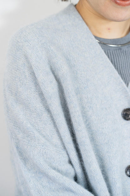 FOX混Vネックボクシーカーディガン