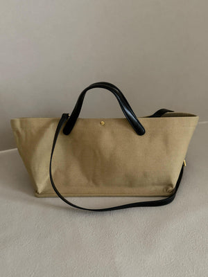 レザーハンドルキャンバストート