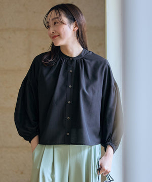 シアーテックリネンギャザーブラウス
