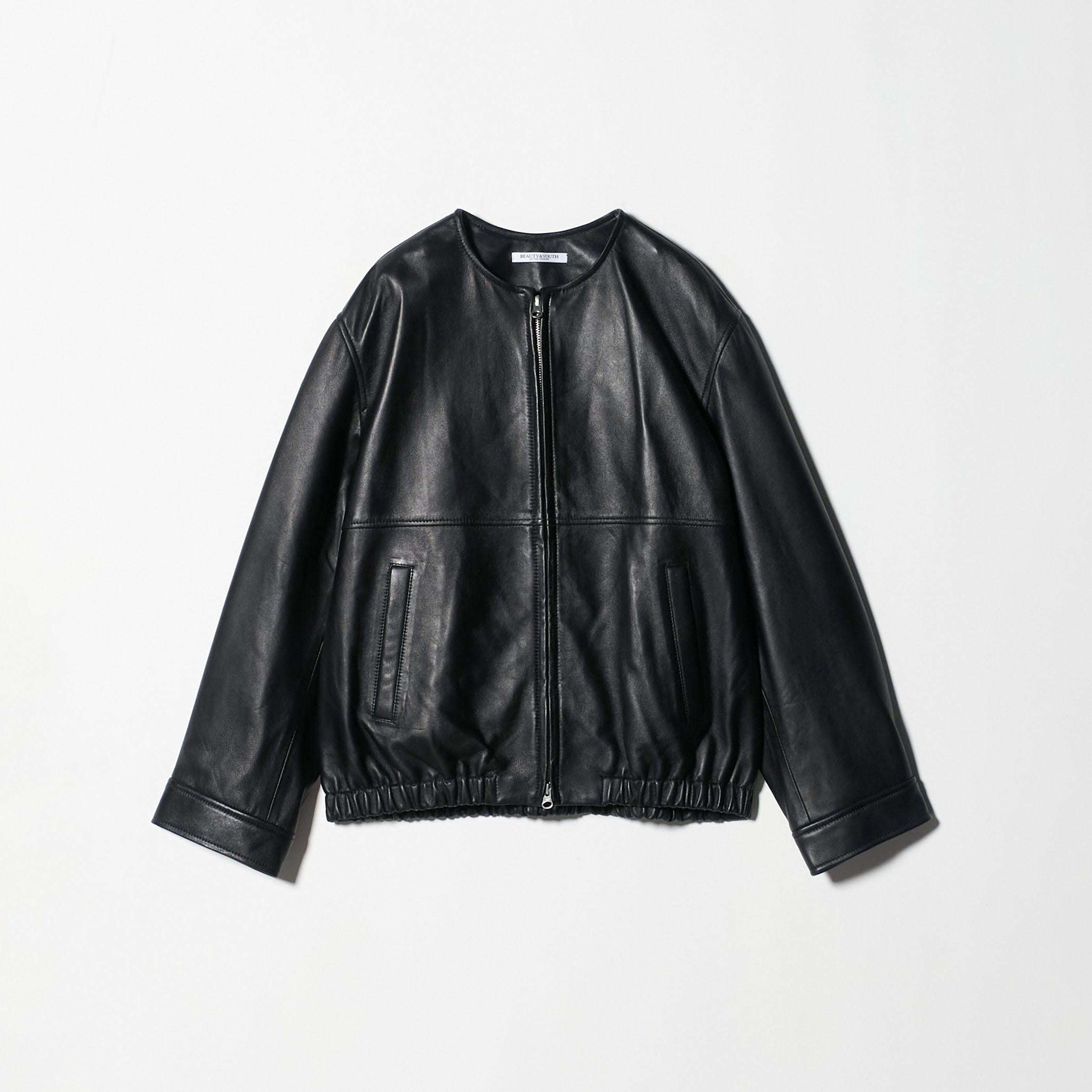 シープレザー ノーカラージップブルゾン – &DROBE (アンドローブ)