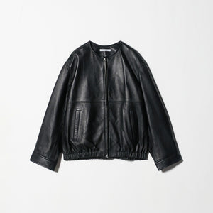 シープレザー ノーカラージップブルゾン