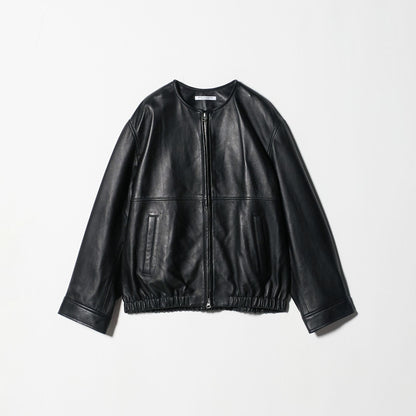 シープレザー ノーカラージップブルゾン