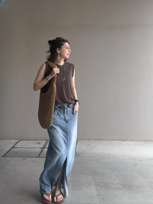 リネンノースリーブトップ