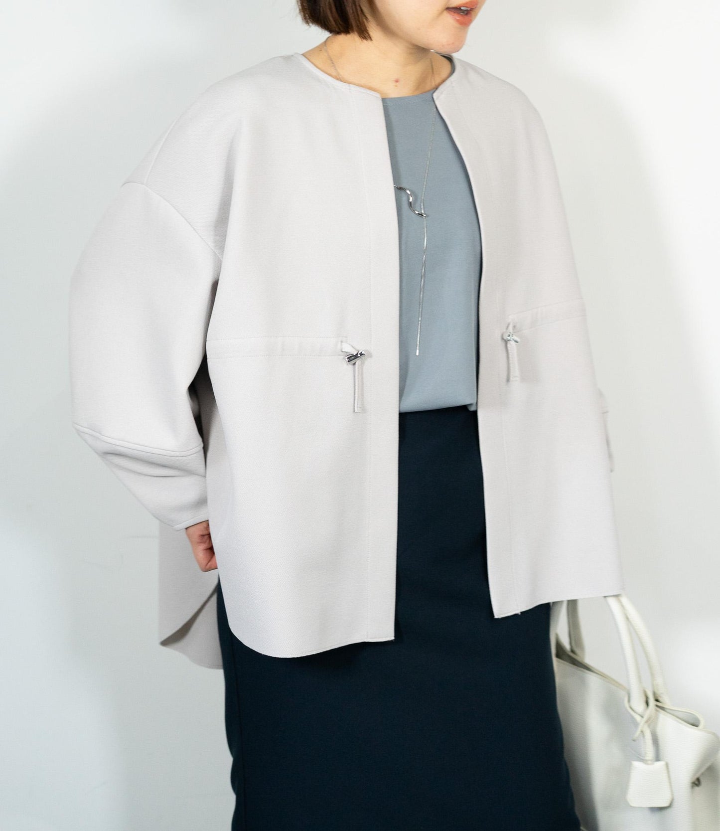 カットジョーゼットウエストマークブルゾン