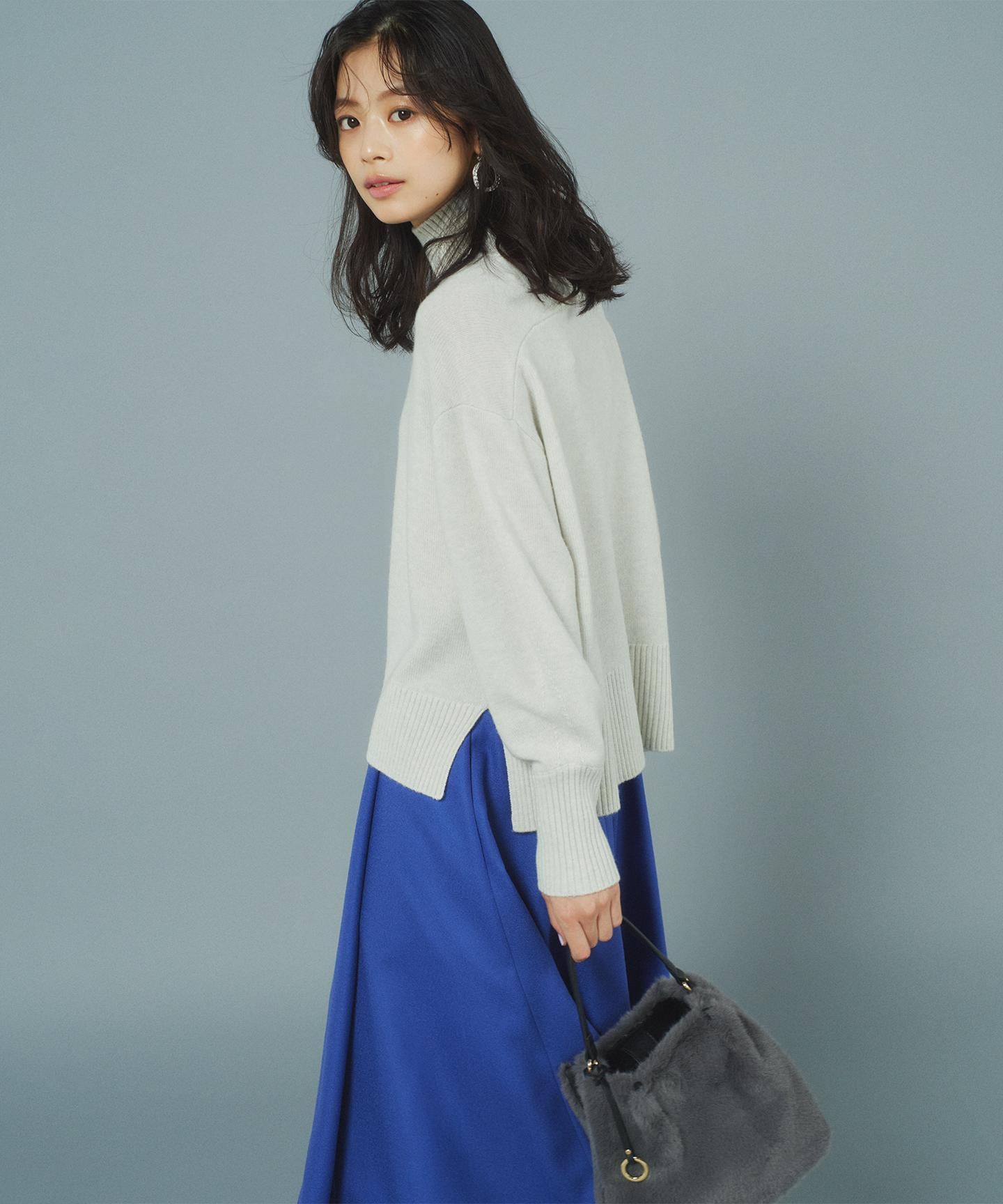 ウールカシミヤミックス ロールネック ニット