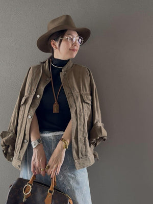 ノーカラーウォッシュブルゾン